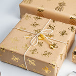 Bees Gift Wrap Paper Flat Sheet 6pcs/Roll Gold Foil