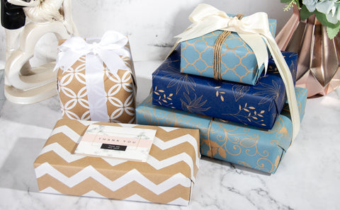 WRAPAHOLIC Wrapping Paper Set - Gold and Navy Print
