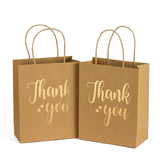 Wrapaholic- Medium-Size -Gift-Bags-Thank -you- Gold-Foil -Brown-Paper- Bags-with-Handles -12 Pack -8 x 4 x 10-1