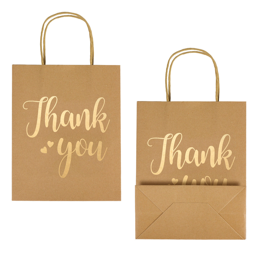 100-Pack Small Thank You Gift Bags with Handles, Brown Kraft Paper Bulk Bags  for Weddings, Birthday Party Favors, Gift Wrapping, Retail Small Businesses  (9x5.3x3 in) - Walmart.com