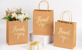 Wrapaholic- Medium-Size -Gift-Bags-Thank -you- Gold-Foil -Brown-Paper- Bags-with-Handles -12 Pack -8 x 4 x 10-4