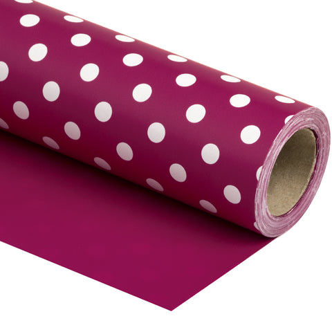 Wrapaholic- Medium-Violet -Red-and- Polka-Dot- Design-Reversible-Gift- Wrapping-Paper-1