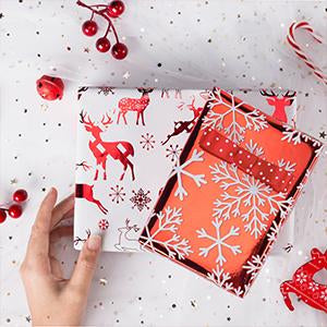 Wrapaholic Christmas Red & White Gift Wrapping Paper - 4 Rolls