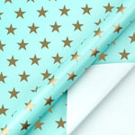 Wrapaholic-Mint-Color- with-Gold-Print Star-Design-Gift -Wrapping-Paper-Roll-2 