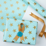 Wrapaholic-Mint-Color- with-Gold-Print Star-Design-Gift -Wrapping-Paper-Roll-3