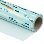 Wrapaholic- Mint-Color-with -Navy-and-White-Brushstroke -Design-Gift- Wrapping-Paper-Roll-1