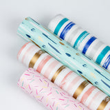 Wrapaholic- Mint-Color-with -Navy-and-White-Brushstroke -Design-Gift- Wrapping-Paper-Roll-4
