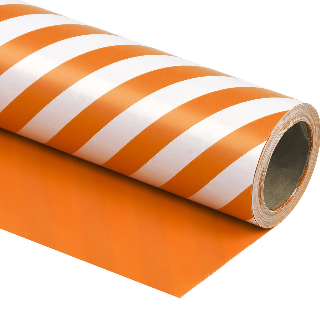 Wrapaholic Orange and Stripe Design Reversible Gift Wrapping Paper –  WrapaholicGifts