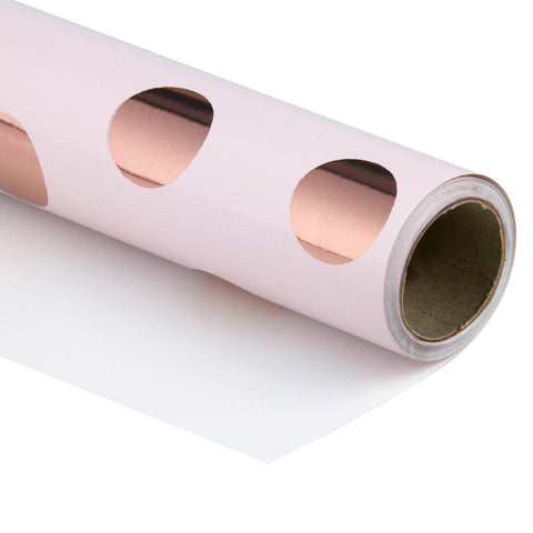Wrapaholic-Pink-Color-with- Rose-Gold-Foil Polka-Dots- Design-Gift-Wrapping-Paper-Roll-1