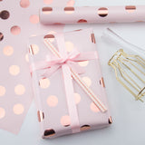 Wrapaholic-Pink-Color-with- Rose-Gold-Foil Polka-Dots- Design-Gift-Wrapping-Paper-Roll-4