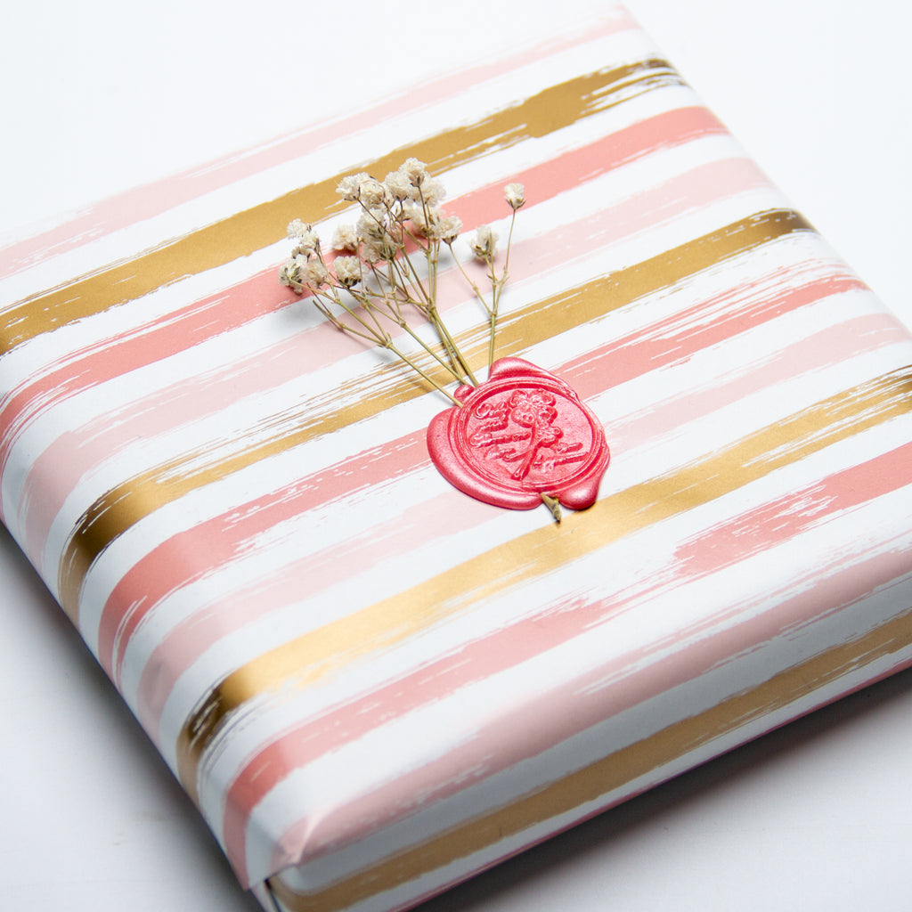 Pink and white Floral Gilded Flower Blooms Gift Wrap Wrapping Paper-15ft  Roll w. Gift Labels