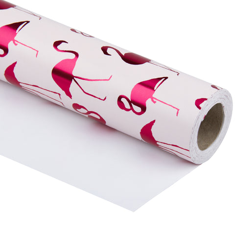 Wrapaholic-Pink-with- Fuschia-Foil-Flamingo-Gift- Wrapping- Paper-Roll-1