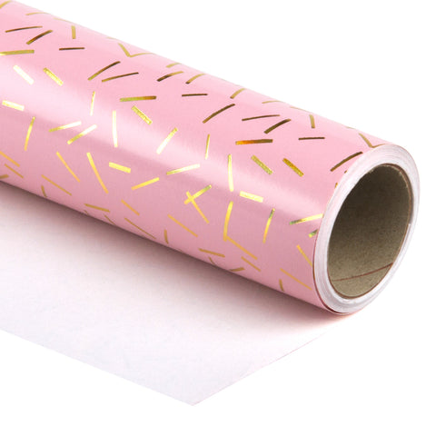 Wrapaholic-Pink-with-Gold Foil-Design- Gift-Wrapping-Paper-Roll-1
