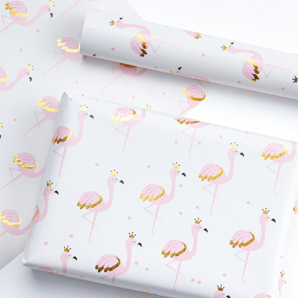 Adorable Flamingo Reversible Wrapping Paper - 30 X 98.5' Jumbo Roll