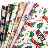 Wrapaholic-Santa-Claus-and-Red- Truck-with-Trees-Design-Gift-Wrapping-Paper-Sheet-1