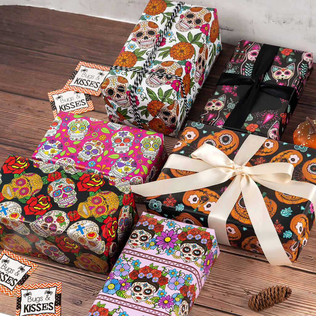 Skull Heart Patterned Gift Wrapping Paper – Too Fast