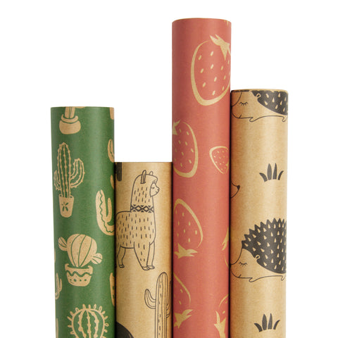 Christmas Gift Wrapping Paper, Made from Recycled Kraft Paper, 6 Pack  70X50CM Folded Sheets 