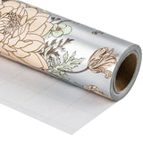Wrapaholic-Vintage-Floral-Printed-on-Silver-Pearlized-Paper-Gift-Wrapping-Paper-Roll-1