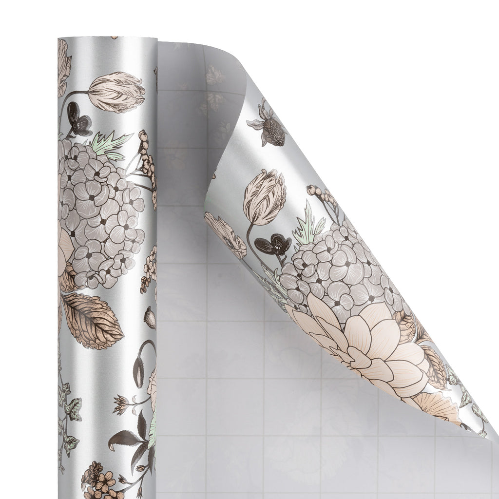 Grey Floral Wrapping Paper