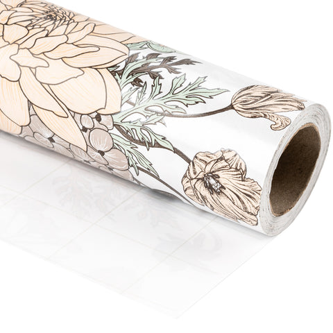 Wrapaholic-Vintage-Floral-Printed-on-White-Pearlized-Paper-Gift-Wrapping-Paper-Roll-1