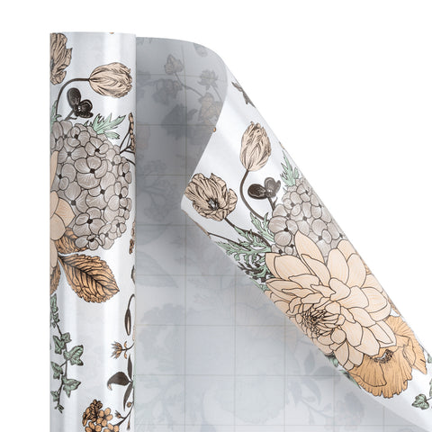 White & Gold Floral Gift Wrap