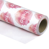 Wrapaholic- Watercolor-Pink with-White-Hello-Design-Gift-Wrapping-Paper-Roll-1