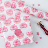 Wrapaholic- Watercolor-Pink with-White-Hello-Design-Gift-Wrapping-Paper-Roll-4