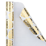 Wrapaholic- White-and- Gold-Foil-Tropical-Palm- Leaves-Gift-Wrapping- Paper-Roll-3
