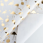 Wrapaholic- White-with- Gold-Foil-Flamingo-Gift- Wrapping-Paper-Roll-4