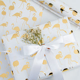 Wrapaholic- White-with- Gold-Foil-Flamingo-Gift- Wrapping-Paper-Roll-6