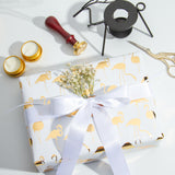 Wrapaholic- White-with- Gold-Foil-Flamingo-Gift- Wrapping-Paper-Roll-7