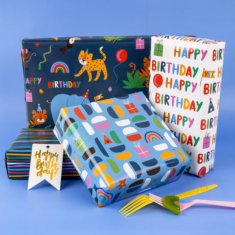 Birthday Gift Wrap Paper Flat Sheet 4pcs/Pack Yay – WrapaholicGifts