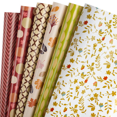 Wrapaholic-Wrapping-Paper-Sheet - Folded-Flat-6-Different -Autumn-Design (45.2 sq. ft.ttl.) - 27.5 inch X 39.4 inch-Per-Sheet-1