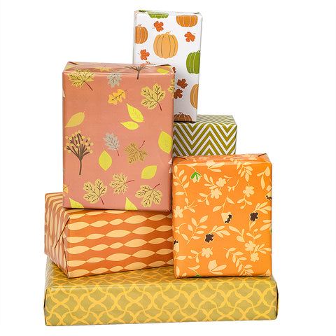 Wrapaholic- Wrapping-Paper-Sheet- Folded-Flat-6-Different- Autumn-Design (45.2 sq. ft.ttl.) - 27.5 inch X 39.4 inch-Per- Sheet-6