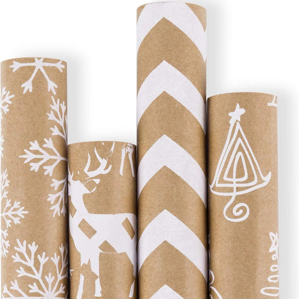Rotary Screen Printing Christmas Kraft Wrap Paper 100% Recycled, 4
