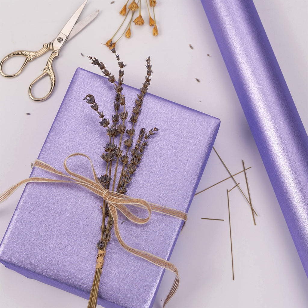 Boho Wrapping Paper Roll With Feathers and Arrows, Purple Wrapping