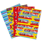 Birthday Gift Wrap Paper Flat Sheet 4pcs/Pack Surprise
