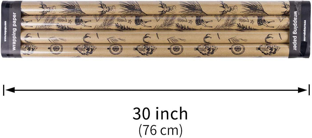 Christmas Wrapping Paper Roll 44CM x 30M(17in x 100ft), 13 Styles Lovely  Eco-Friendly Recycled Wrapping Paper for Choice, 100GSM Thick Kraft Paper  for Gifts, Holiday, Present – Brown Reindeer – BigaMart