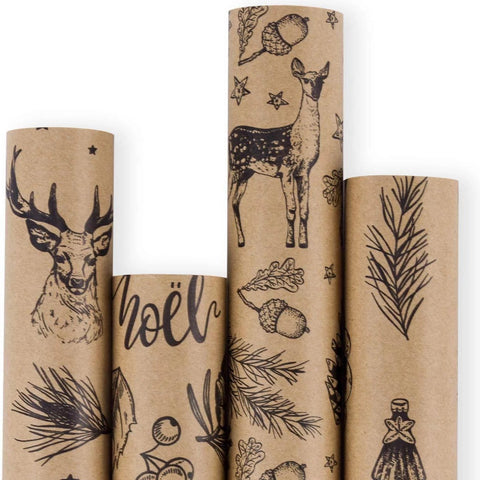 24 x 100' #x7036 Festive Flannel/Kraft - Gift Wrap by Paper Mart
