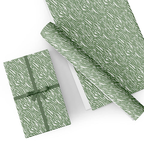 Custom Flat Wrapping Paper for Green Christmas, Birthday - Animal Fur Green Wholesale Wraphaholic