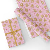 Custom Flat Wrapping Paper for Christmas, Holiday, Party, Valentine's Day - Ginger Snow in Pink Wholesale Wraphaholic