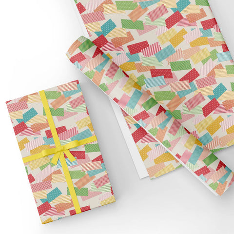 Custom Flat Wrapping Paper for Kids Birthday Party - Polka Dot Color Block Wholesale Wraphaholic