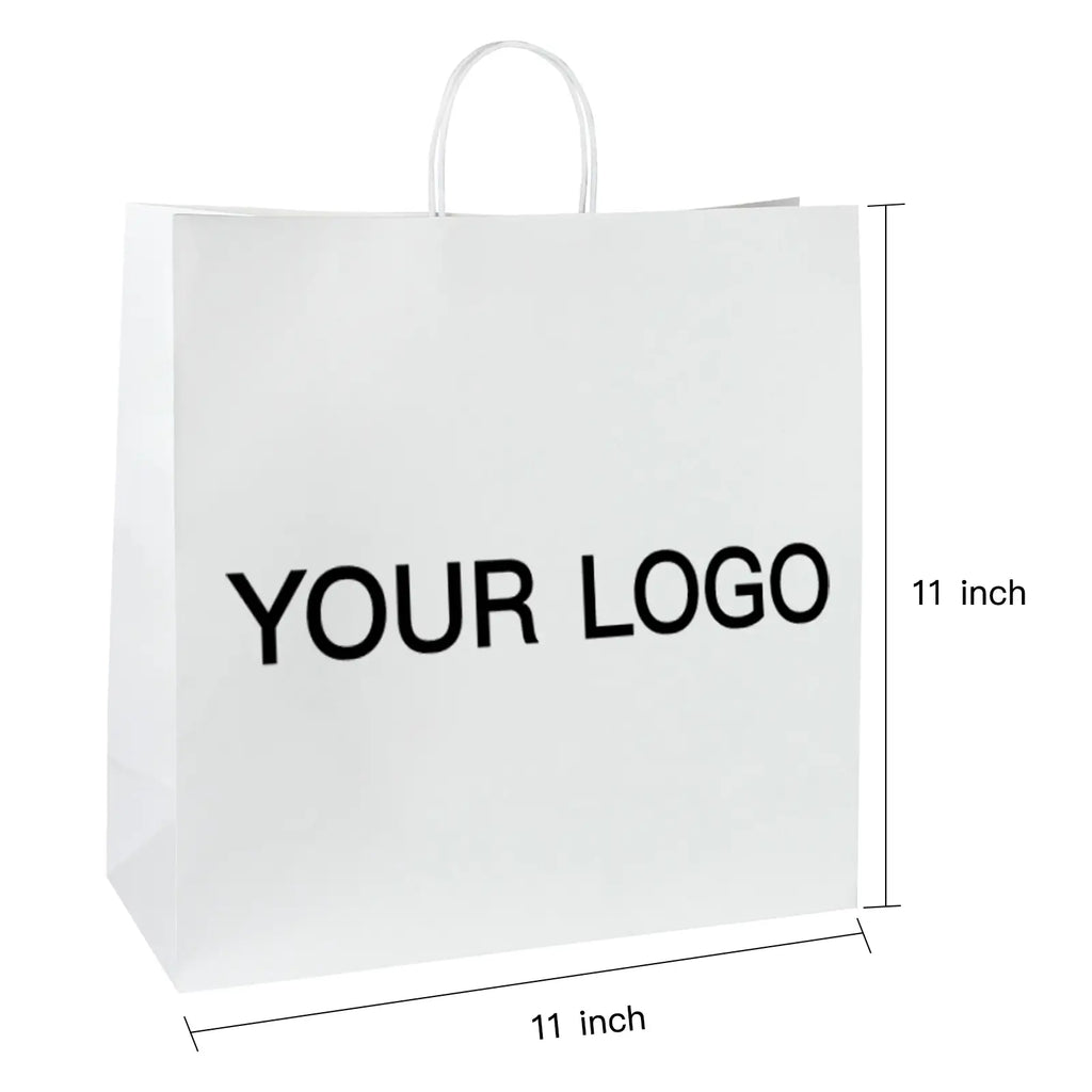 Amazon.com: 300 PCS Custom Printed Kraft Paper Bags for Small Business,  5.8*3.2*8.25 Inch Small Size, Personalized Retail Gift Bags with Logo, Brown  White Shopping Paper bag with Handle, Goodie Bags : Health