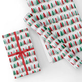 Custom Flat Wrapping Paper for Xmas, Santa - Pink Green & Red Christmas Tree Wholesale Wraphaholic