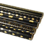 Wrapaholic-Gold-Foil-Printing-Gift-Wrapping-Paper-Roll-5 Rolls-Set-Black-2
