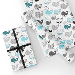 Custom Flat Wrapping Paper for Boys, Child Birthday, Party - Cute Whale in the Ocean Wholesale Wraphaholic