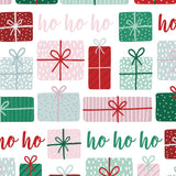 Custom Flat Wrapping Paper for Christmas  - Red & Green Christmas Presents with HO text Wholesale Wraphaholic