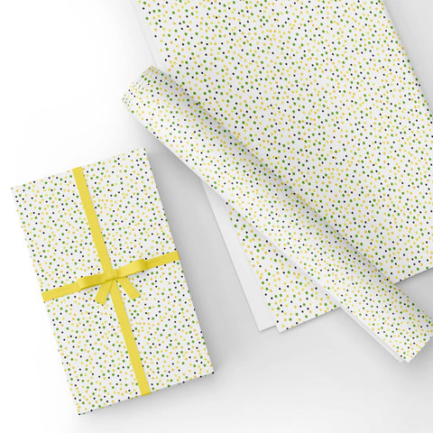 Polka Dot Light Yellow Blue Flat Wrapping Paper Sheet Wholesale Wraphaholic