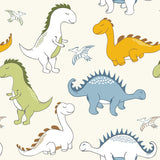 Custom Flat Wrapping Paper for Boy, Kids, Child, Birthday, Baby Shower - Cute Dinosaur Pale Yellow Wholesale Wraphaholic