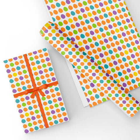 Custom Flat Wrapping Paper for Birthday, Holiday, Baby Shower, Party - Coloured Polka Dot Wholesale Wraphaholic